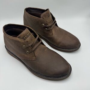 LL Bean Stonington Chukka Boots Mens 11.5 Brown Oiled Leather Lace Up Desert